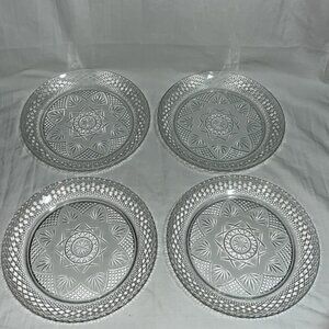 4 Cristal D'Arques-Durand Antique Clear 10 1/4" Dinner Plates